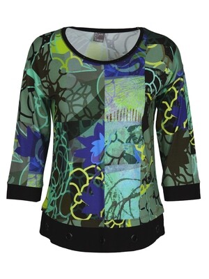 Simply Art Dolcezza: Digital Geometry Green Flared Top