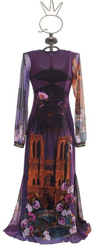 Save The Queen: Paris In Purple Stretch Tulle Long Dress