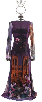 Save The Queen: Paris In Purple Stretch Tulle Long Dress