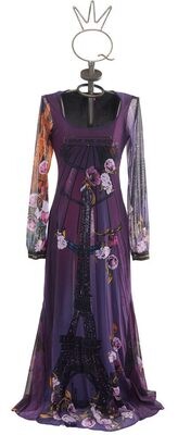 Save The Queen: Paris In Purple Stretch Tulle Long Dress