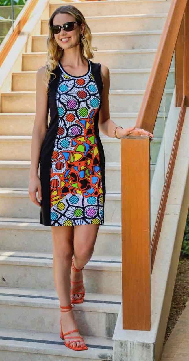 Simply Art Dolcezza: Mistral X3 Contrast Abstract Art Dress