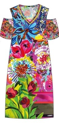 Maloka: Sunset Blooms Cold Shoulder T-Shirt Dress/Tunic