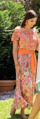 Paul Brial: Pink Citrus Pop Crinkled Maxi Dress