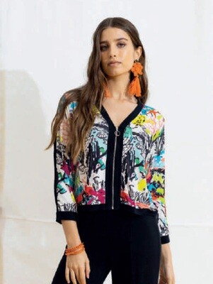 Maloka: Snorkeling Abstract Art Zip Up Cardigan