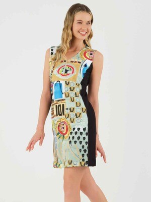 Simply Art Dolcezza: No 286 Abstract Art Zip Decolletage Dress