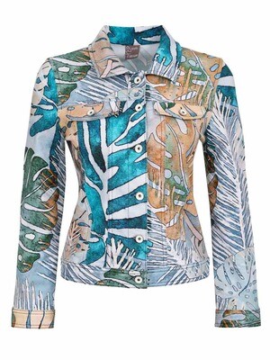 Simply Art Dolcezza: Tropical Blue Soft Denim Abstract Art Jacket