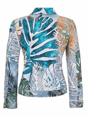 Simply Art Dolcezza: Tropical Blue Soft Denim Abstract Art Jacket