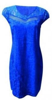 Maloka: Blue Linen Cotton Blended Dress
