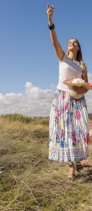 Paul Brial: Rosette Crinkle Maxi Skirt
