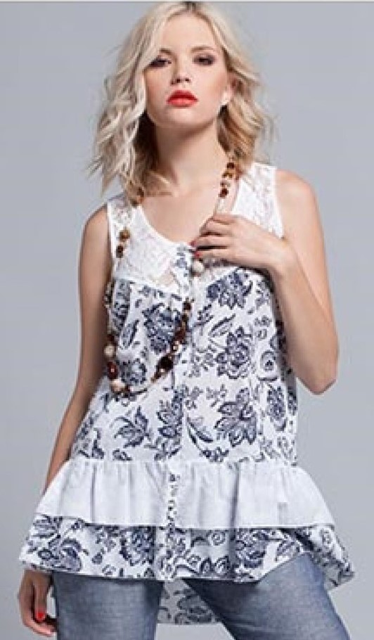 Maloka: Blue Tulip Ruffled Tunic Bella SOLD OUT