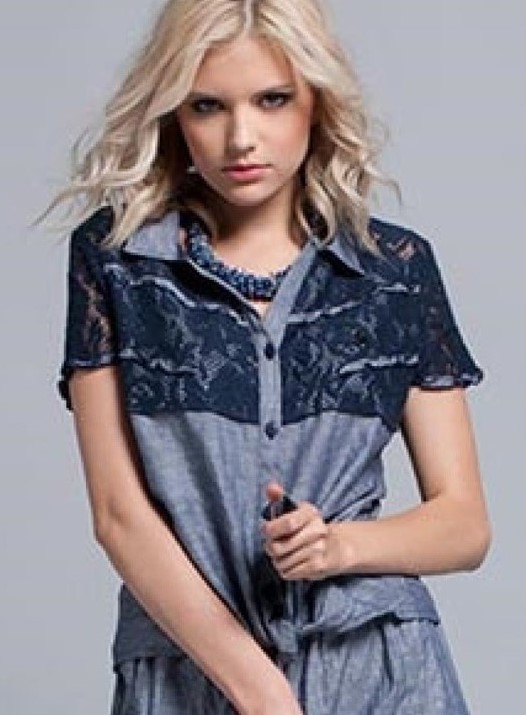 Maloka:  Rose Linen &amp; Diamond Denim Pull Tie Chemise SOLD OUT