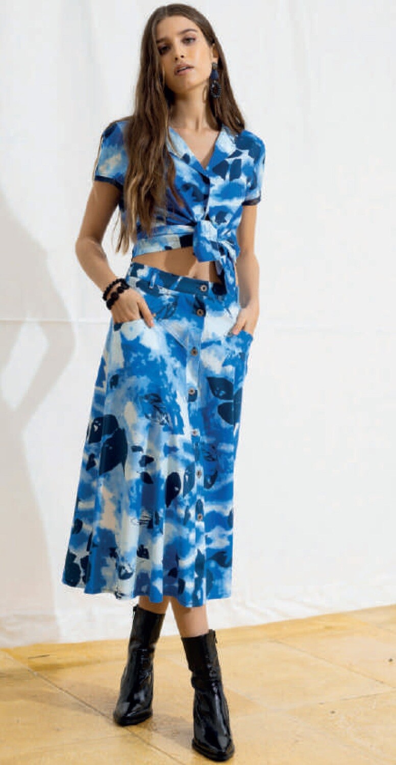 Maloka: Tied & Dyed Buttoned Top