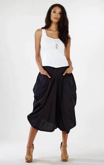 Luna Luz: Draped Cotton Cropped Culotte Skirt SOLD OUT