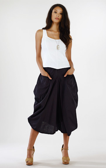 Luna Luz: Draped Cotton Cropped Culotte Skirt SOLD OUT LL_216_N