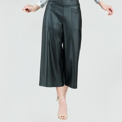 Clara Sunwoo: Liquid Leather Front Pocket Gaucho Pant