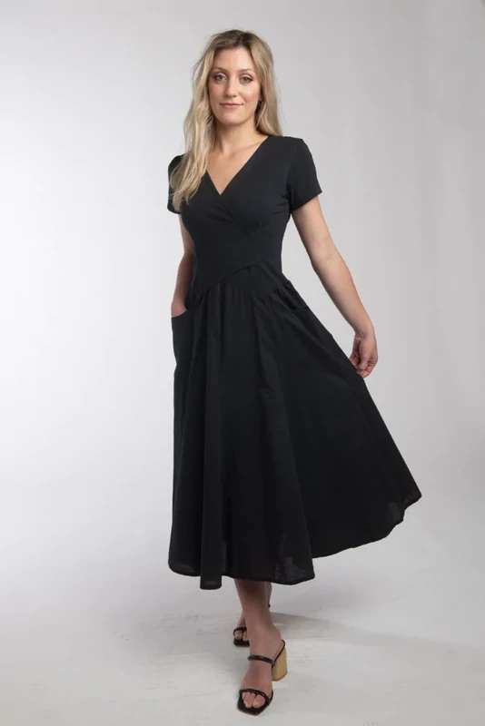 Luna Luz: Domingo Cap Sleeve Dress In Plum