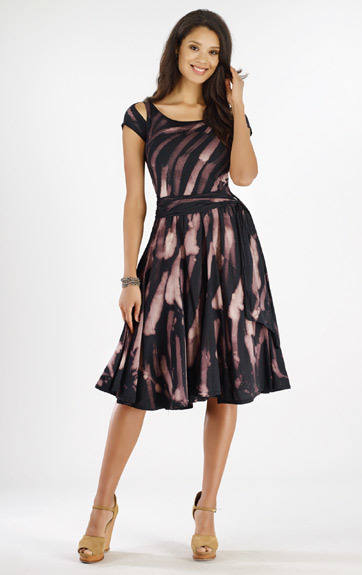 Luna Luz: Rain Forest Gored Dress with Cut Out Sleeves (1 Left, Ships Immed!) LL_375Z_N1