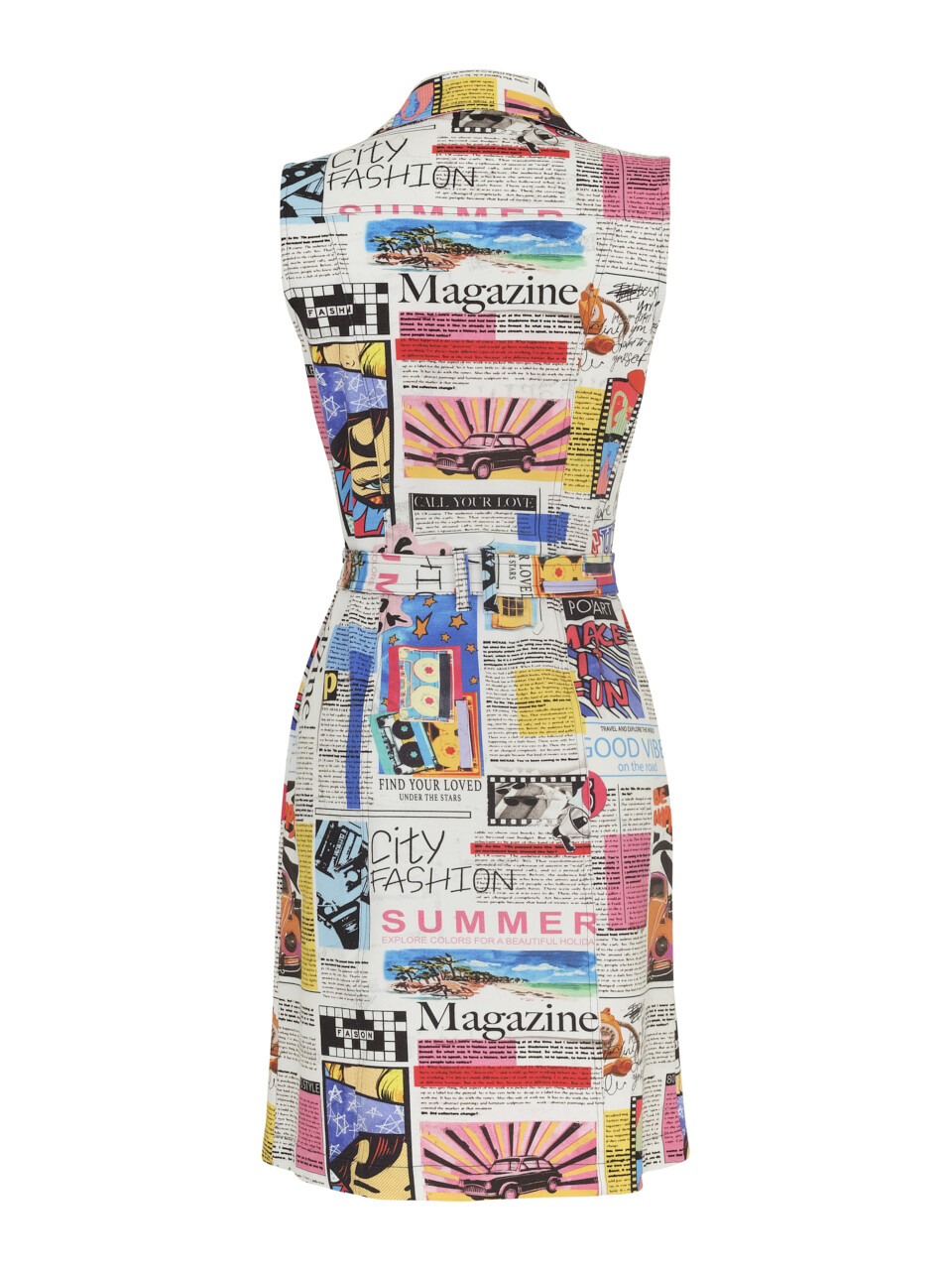 Dolcezza: Newspaper Printed Button Dress