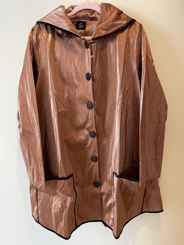 G!oze: Glistening Bronze Waterproof Flared Raincoat