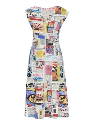 Dolcezza: Newspaper Printed Flared Dress