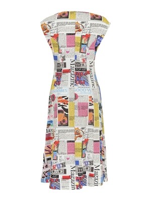 Dolcezza: Newspaper Printed Flared Dress
