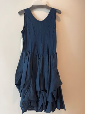 Luna Luz: Corset Darts Dress With Ties In Navy Luna Luz: Corset Darts Dress With Ties In Navy