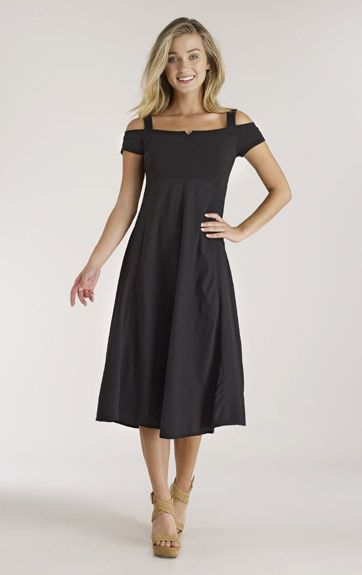 Luna Luz: Elegant Capped Cold Shoulder A-line Dress