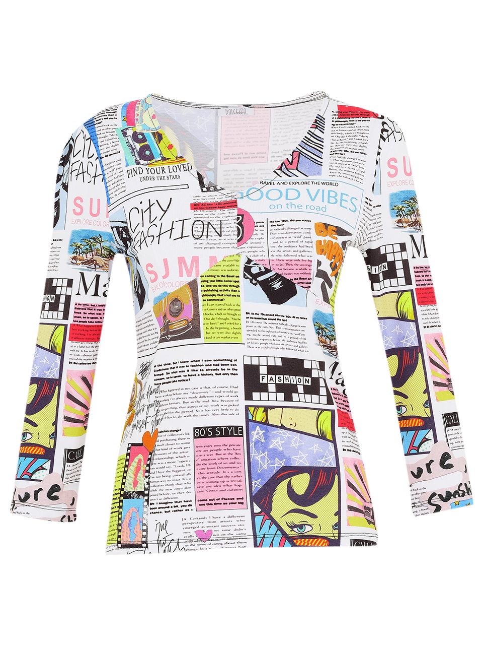 Dolcezza: Newspaper Printed Top