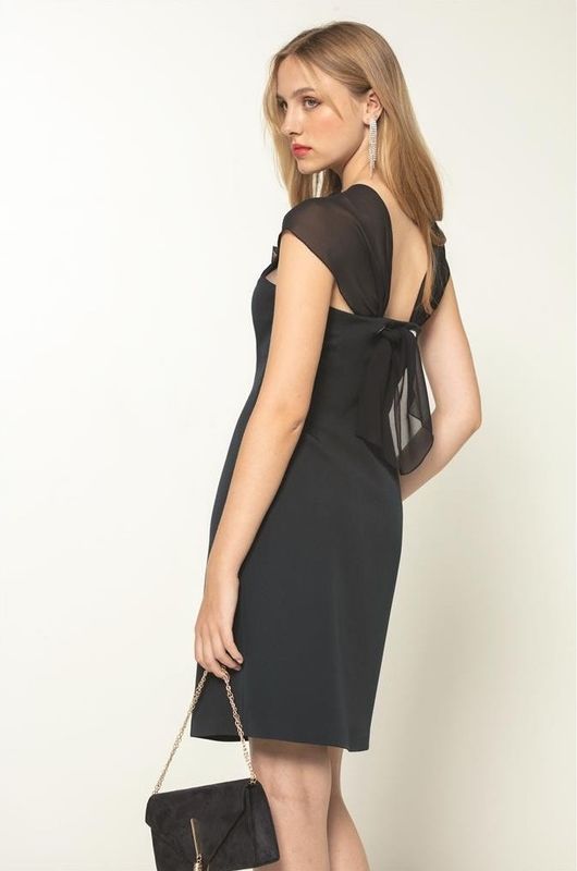 Paul Brial: Little Black Chiffon Tied Dress