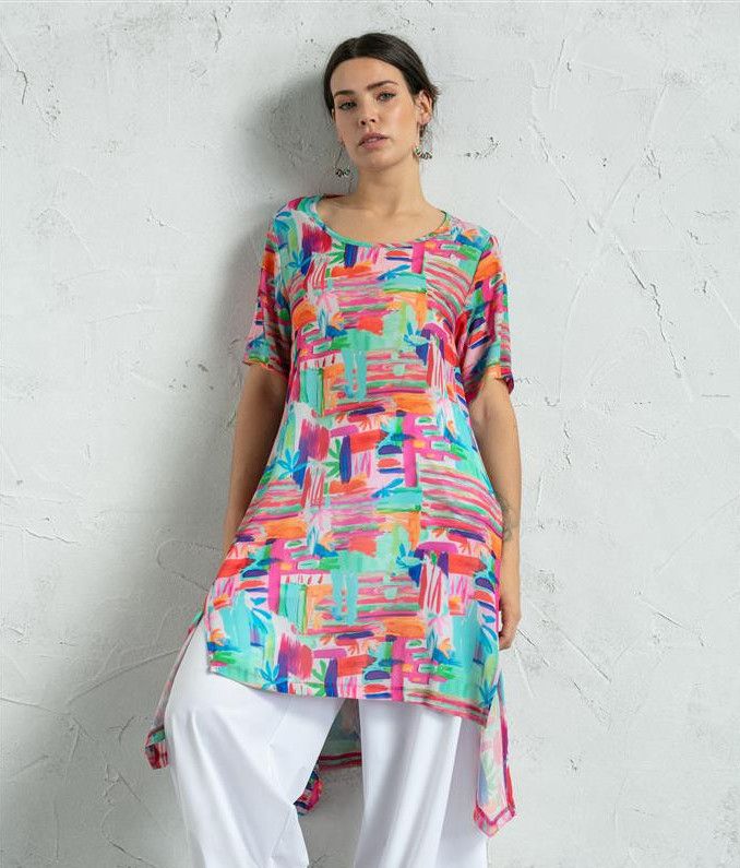 G!oze: All Over Painting Side Tie Long Tunic