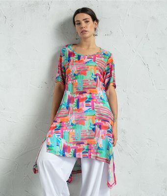 G!oze: All Over Painting Side Tie Long Tunic