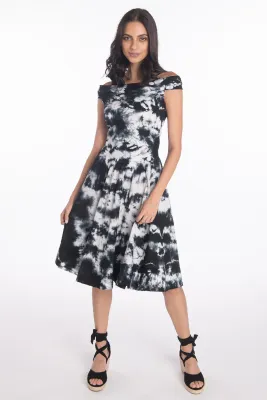 Luna Luz: Sleeveless off Shoulder Dress In Black Ombre