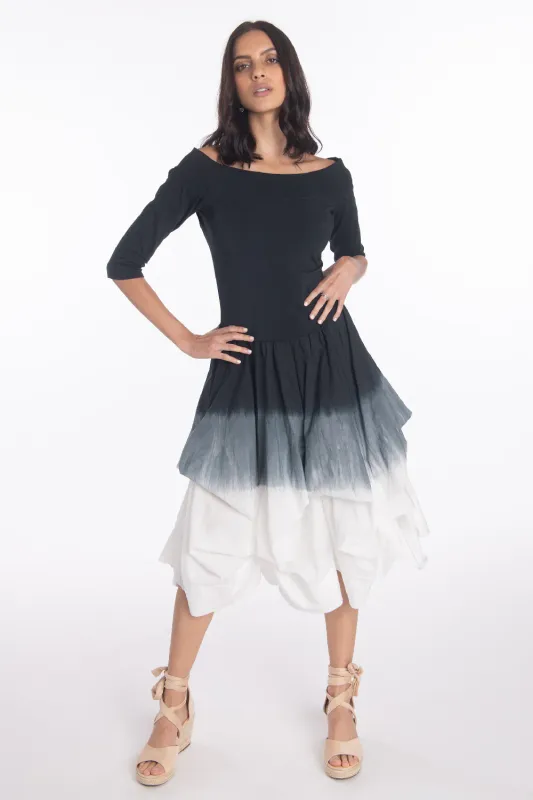 Luna Luz: Belleza Dress With Ties in Black Ombre