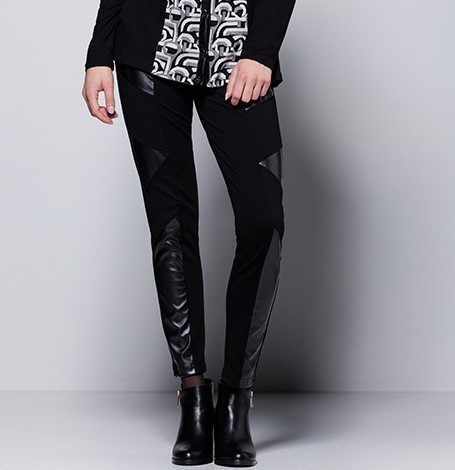 Maloka: Faux Leather Trim Ponte Knit Moto Legging SOLD OUT