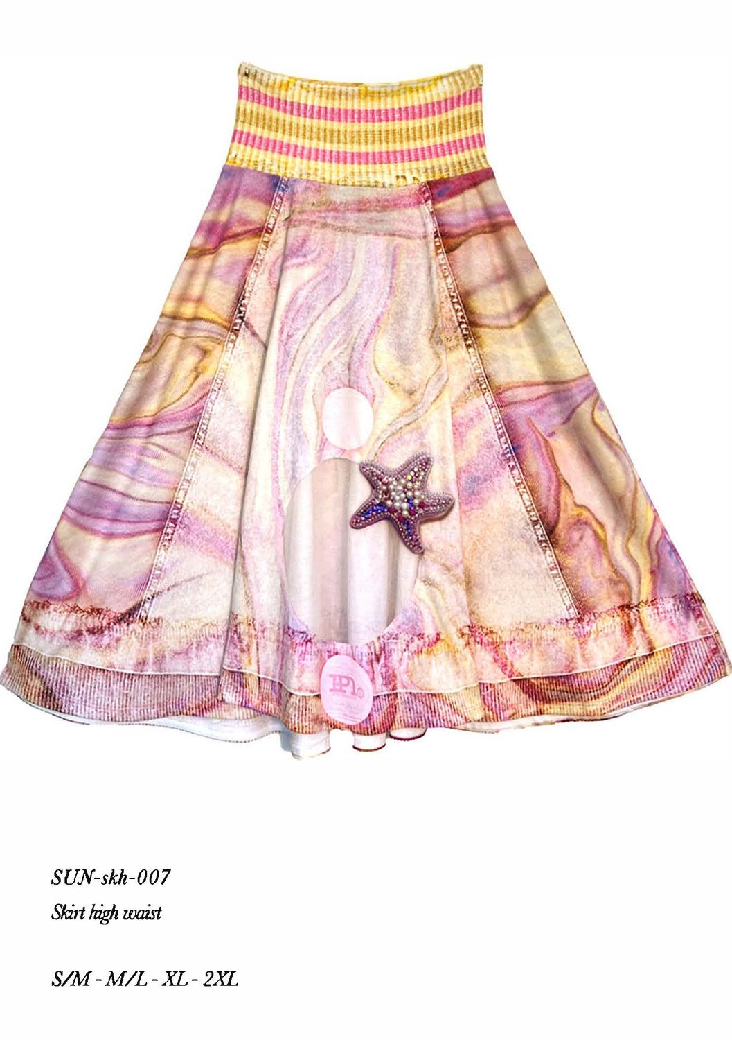 IPNG: Sunisfaction Seashells Illusion High Waist Midi Skirt