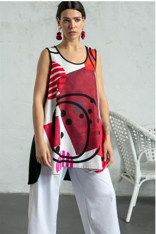 G!oze: Geo Art Asymmetrical Tank Tunic