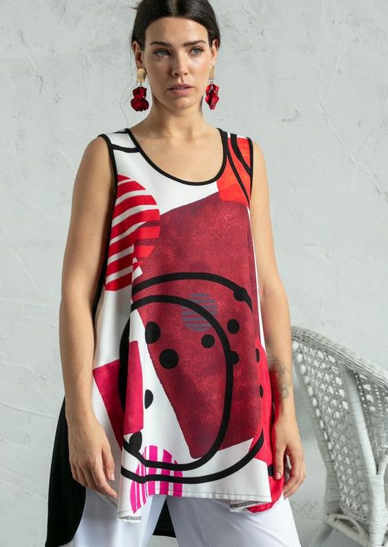 G!oze: Geo Art Asymmetrical Tank Tunic
