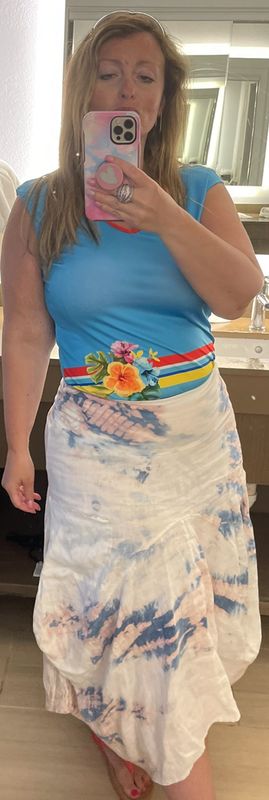 Luna Luz: Linen Francesca Skirt In Blue Ice