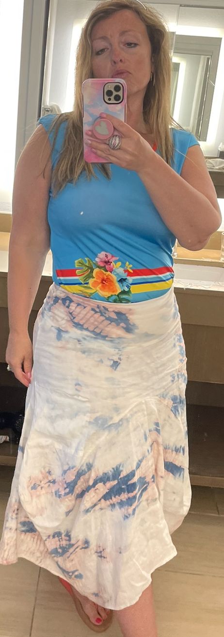 Luna Luz: Linen Francesca Skirt In Blue Ice
