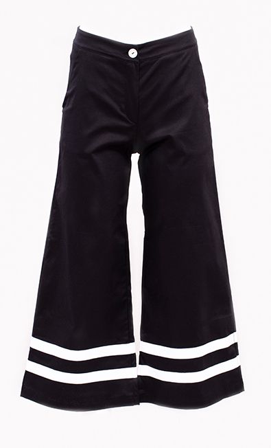 Maloka: Cotton Twill Wide Leg Pants In Black