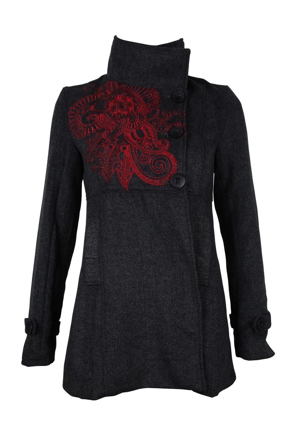 Smash! Spain: Rosette High Collared Wool Coat