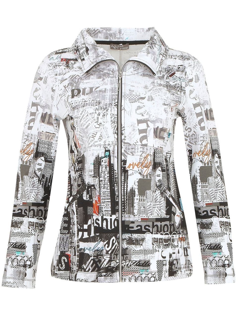 Dolcezza By Wild Curves: Lady In Paris Almost Monochrome Zip Up Jacket (74677)