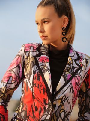 Dolcezza By Wild Curves: Watermelon Heart Blazer Jacket (74610)