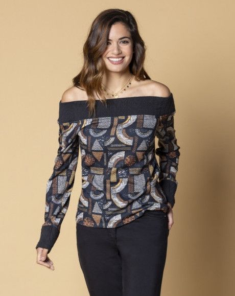 Paul Brial: Geo Chrome Off Shoulder Sweater