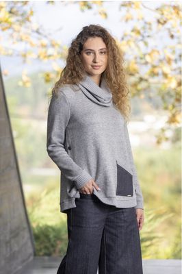 Maloka: Denim Patchwork Pocket Sweater