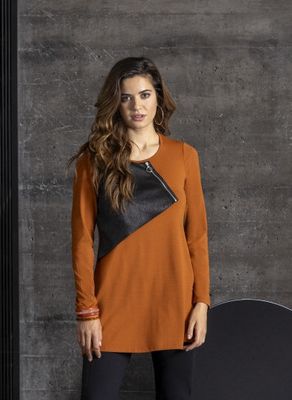 Maloka: Leather Look Patched Tunic