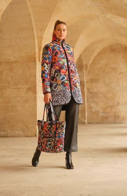 Dolcezza By Wild Curves: 'Pour Toi Minnie De Mickey' Quilted Coat In Plus Sizes (74832)
