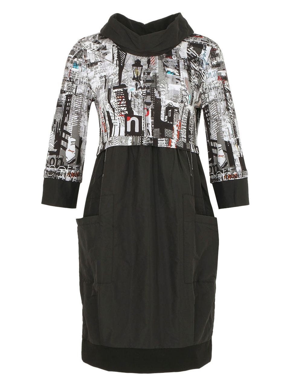 Dolcezza By Wild Curves: Lady In Paris Almost Monochrome Pocket Dress (74675)