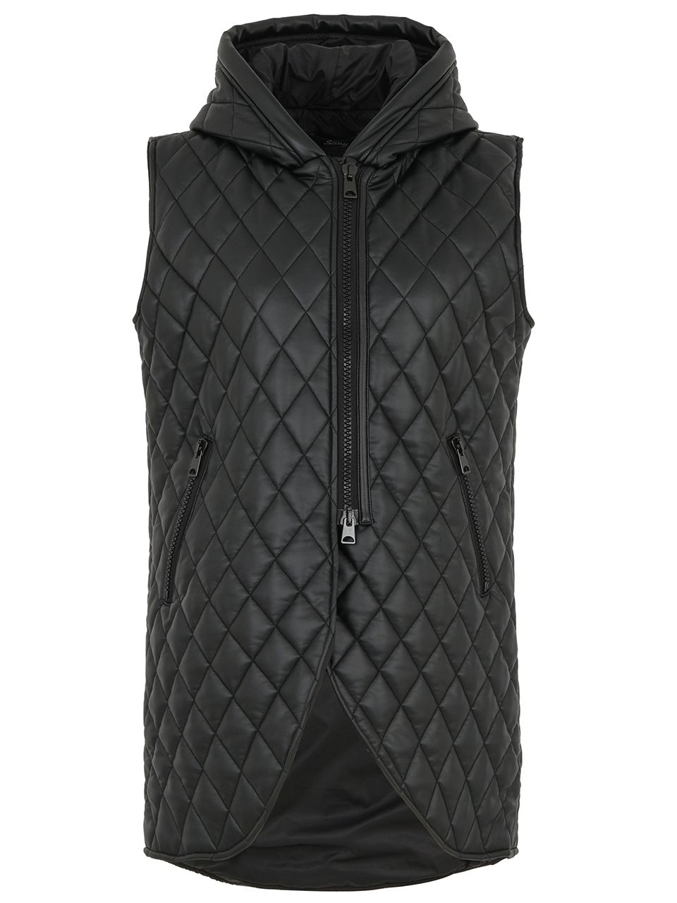 EverSassy By Dolcezza: Leatherette Like Double Zip Hoodie Vest (14756)