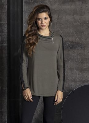 Maloka: Split Collar Zip T-Shirt Tunic Maloka: Split Collar Zip T-Shirt Tunic